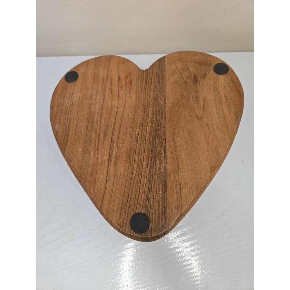 Vintage Decorative Hand-Carved Wood Heart Bowl - Rustic Country Farmhouse Decor
